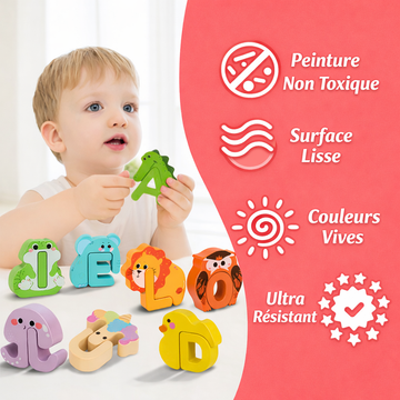 Puzzle en Bois Alphabet Enfant 26 Lettres Animaux – Jouet Éducatif 3 4 5 ans Jeuxpourtoi™