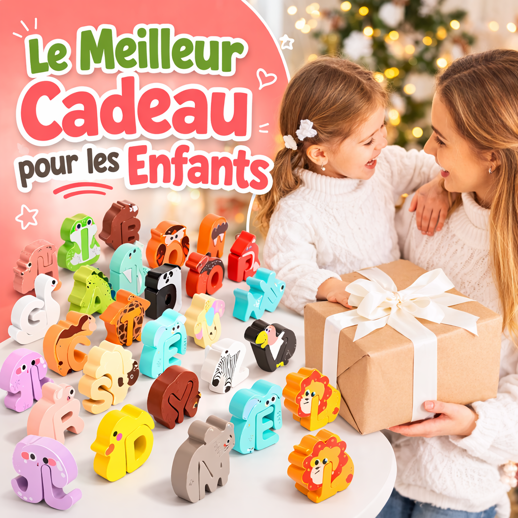 Puzzle en Bois Alphabet Enfant 26 Lettres Animaux – Jouet Éducatif 3 4 5 ans Jeuxpourtoi™