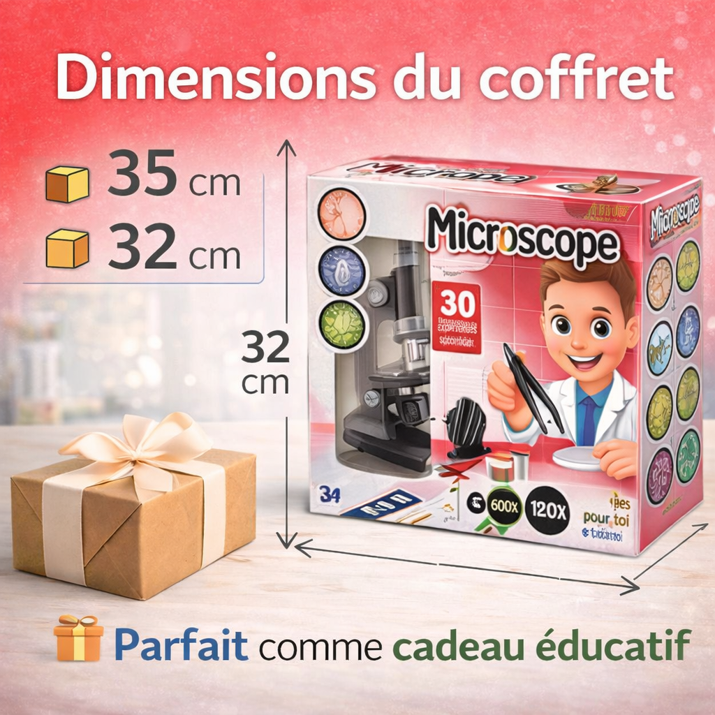 Microscope Portable Enfant Kit Scientifique – 100x 400x 1200x LED – Dès 6 ans | JeuxPourToi™