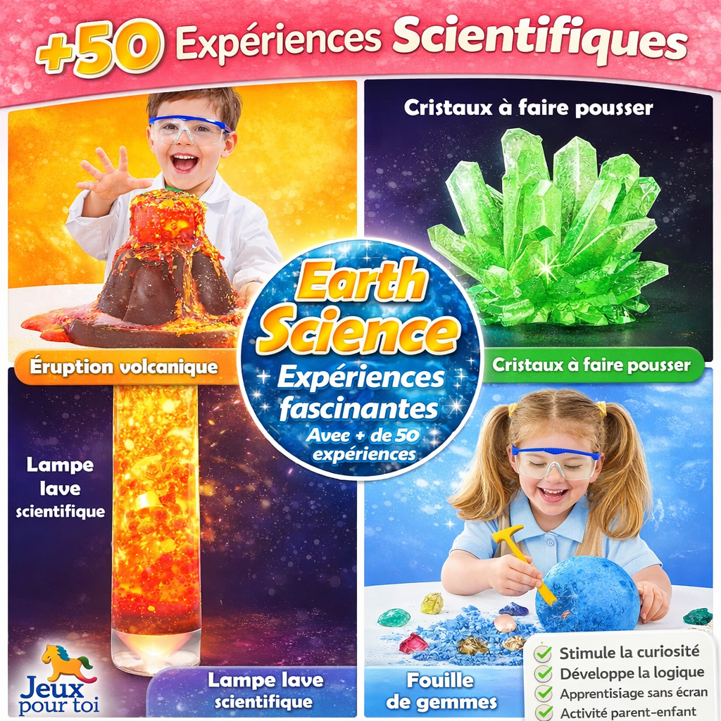 🧪 Kit Scientifique Enfants – Chimie, Volcans & Expériences | JeuxPourToi™