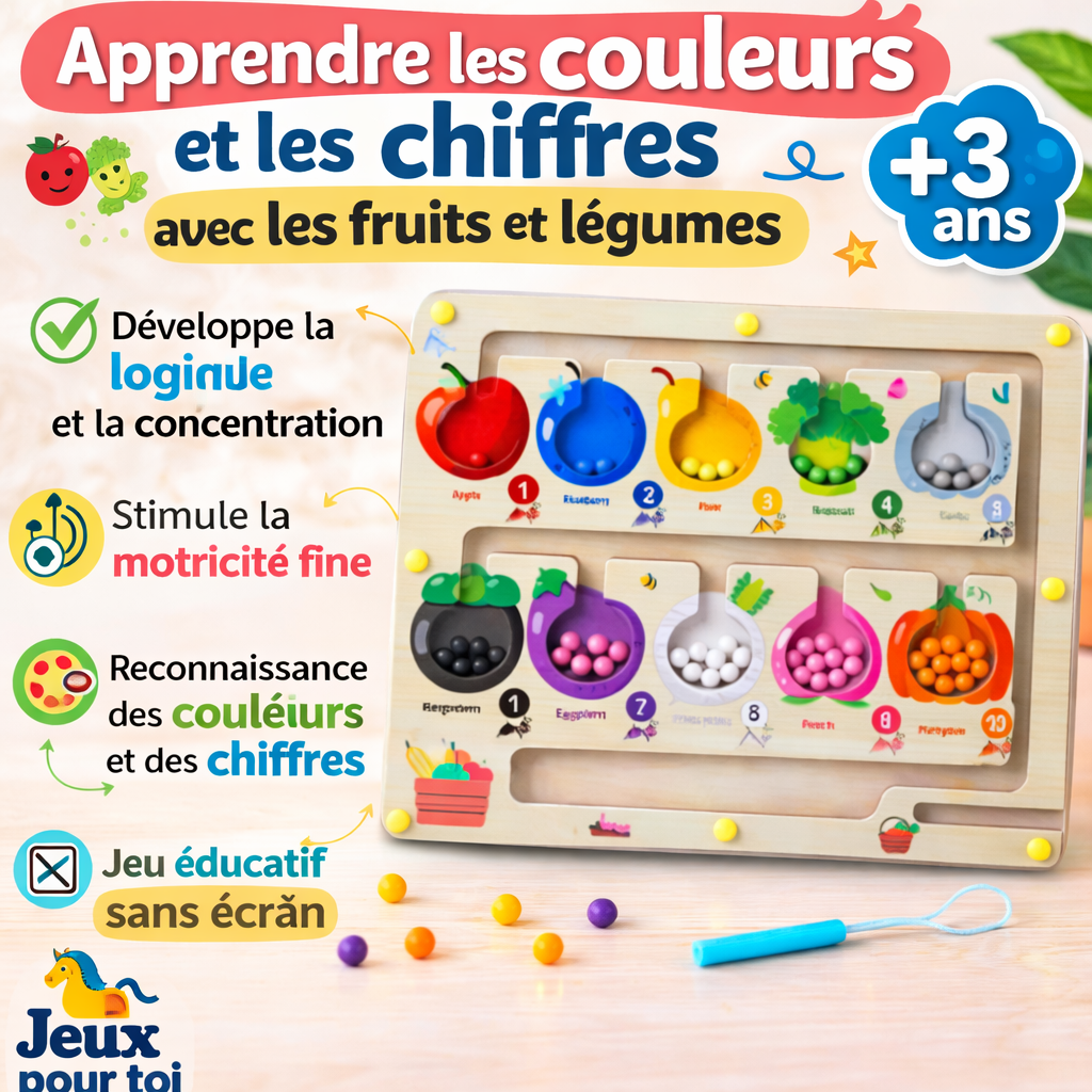Jouet Montessori Stylo Magnétique – Tri Comptage Motricité Fine Enfant 2 3 ans