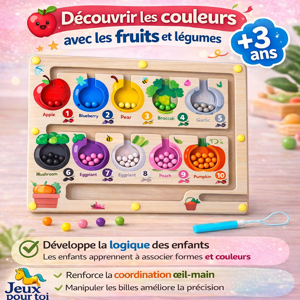 Jouet Montessori Stylo Magnétique – Tri Comptage Motricité Fine Enfant 2 3 ans