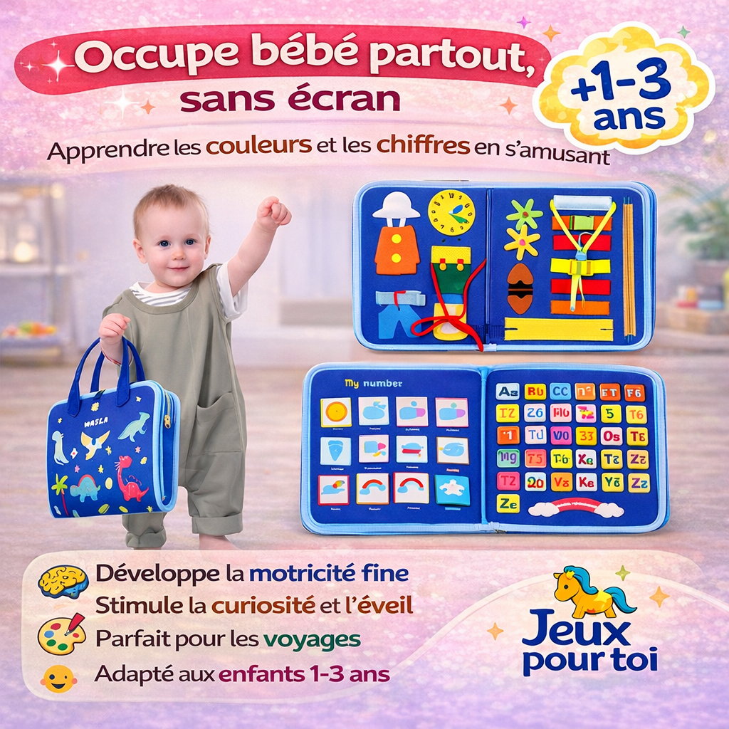 Busy Board Montessori Bébé – Jouet Éveil Sensoriel Motricité Fine 1-3 ans | Jeuxpourtoi™