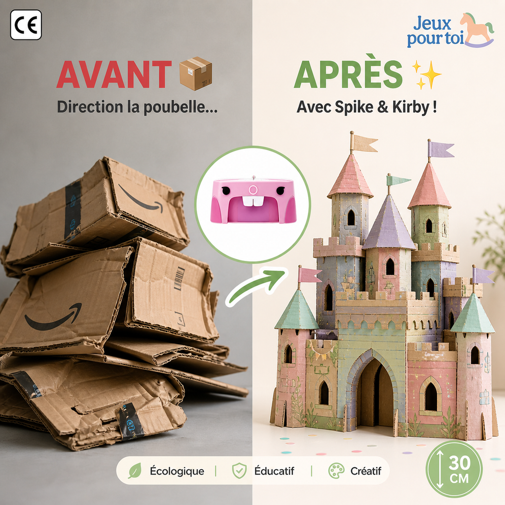 Le Petit Inventeur PRO™ — Coupe-carton sécurisé pour enfant (Kirby & Spike) | Sans danger dès 4 ans