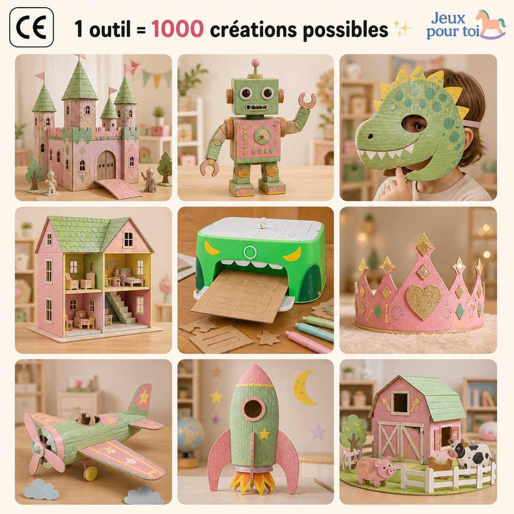Le Petit Inventeur PRO™ — Coupe-carton sécurisé pour enfant (Kirby & Spike) | Sans danger dès 4 ans