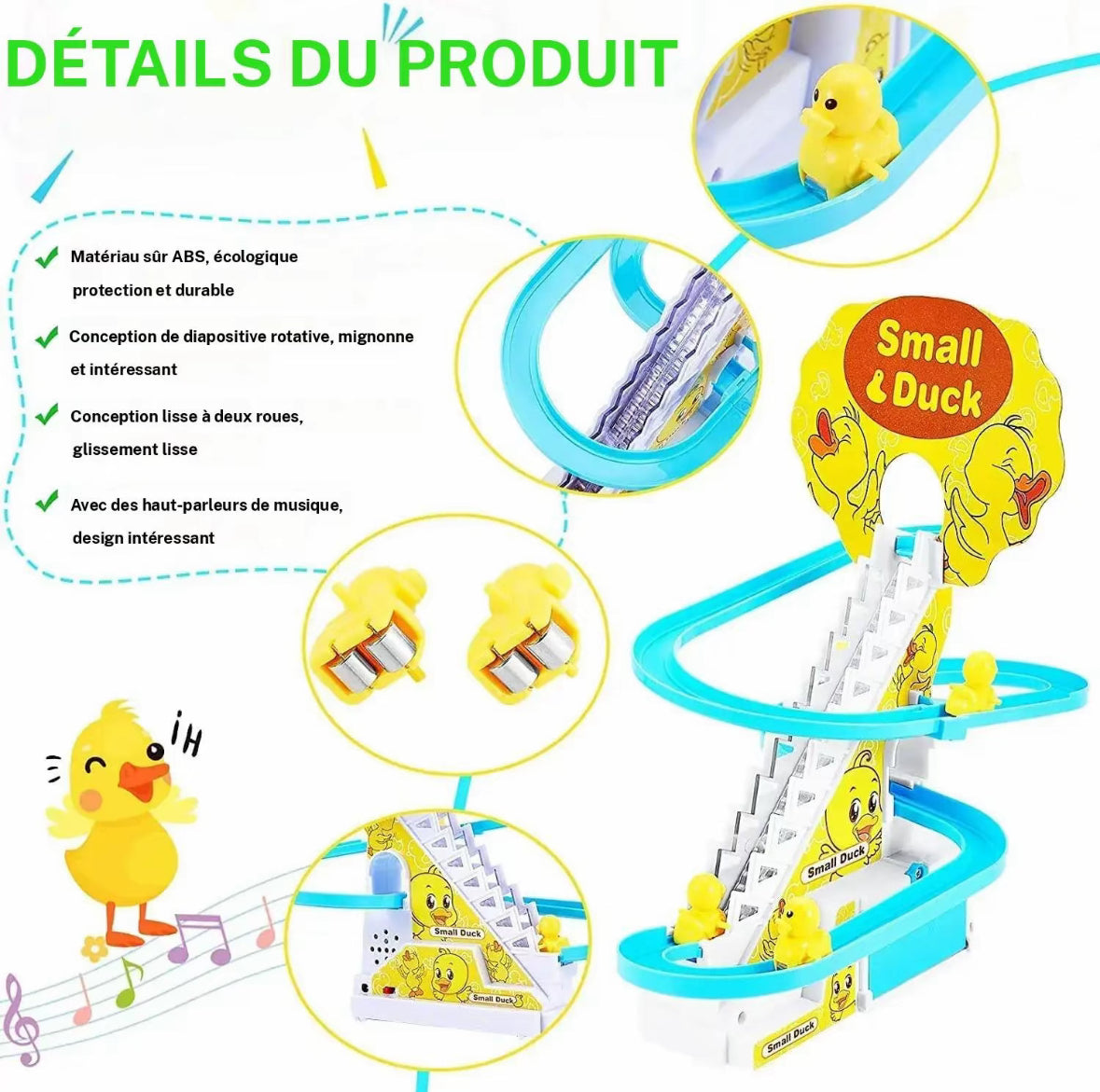 🦆 Jouet d’escalade petits canards | Circuit de course électrique avec lumières et musique – Jeupourtoi™