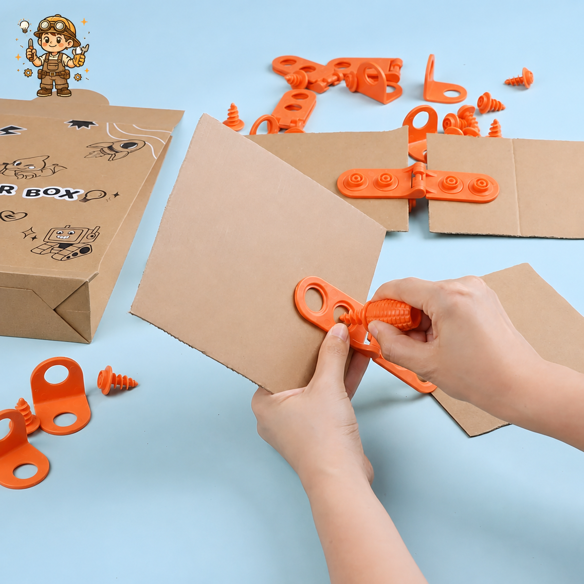 Kit Ingénieur Carton™ — Connecteurs Articulés pour Créer des Robots, Voitures et Machines en Carton