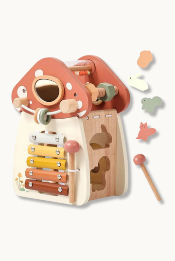 Jouet en bois – Cube d’activité Montessori Maison Champignon Jeuxpourtoi™