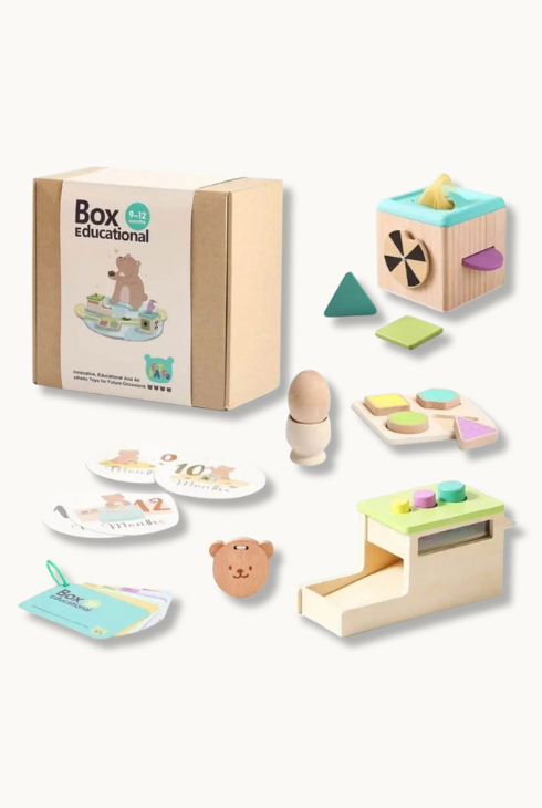Coffret jouet en bois 9-12 mois – Bébé Éveil Jeuxpourtoi™