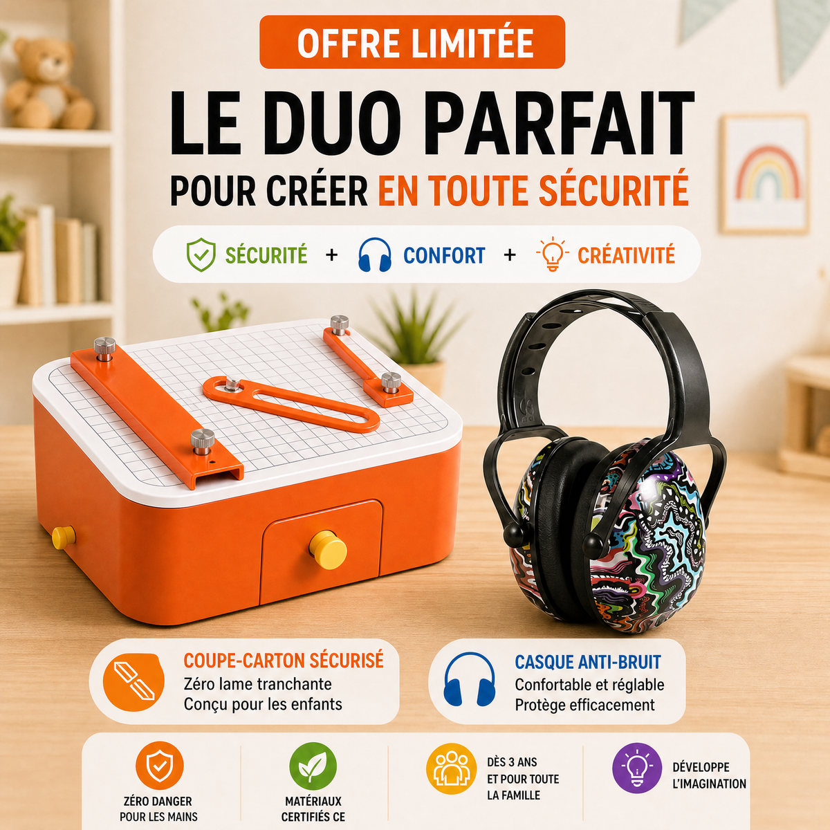 Casque anti-bruit enfant – Confort pendant l’activité